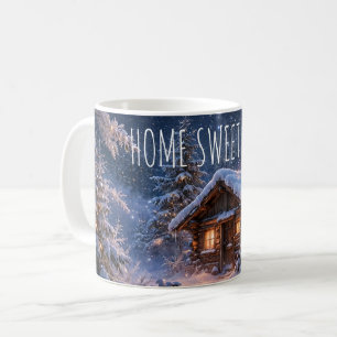Magical Winter Night Cabin in the Woods Coffee Mug