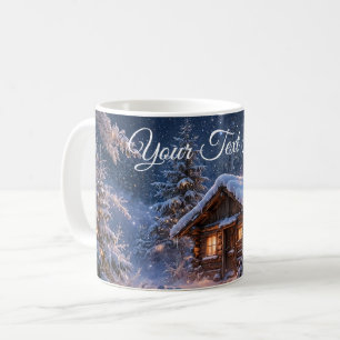 Magical Winter Night Cabin in the Woods Coffee Mug