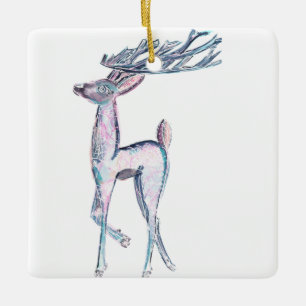 Magical Winter Reindeer Ceramic Ornament