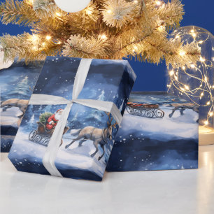Magical winter ride with Santa through snowy woods Wrapping Paper