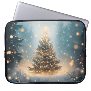 Magical Winter Snowy Forest Christmas Tree Laptop Sleeve