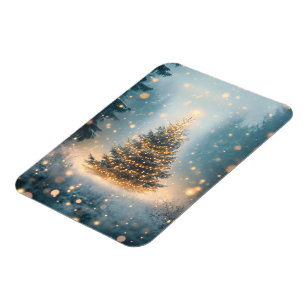 Magical Winter Snowy Forest Christmas Tree Magnet