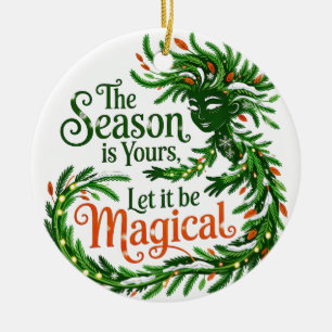 Magical Winter Spirit Forest Queen Christmas Ornam Ceramic Ornament
