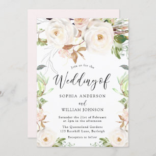 Magical Winter Spring Flowers Elegant Wedding Invitation