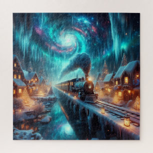 Magical Winter Train Northern Christmas Village Jigsaw Puzzle