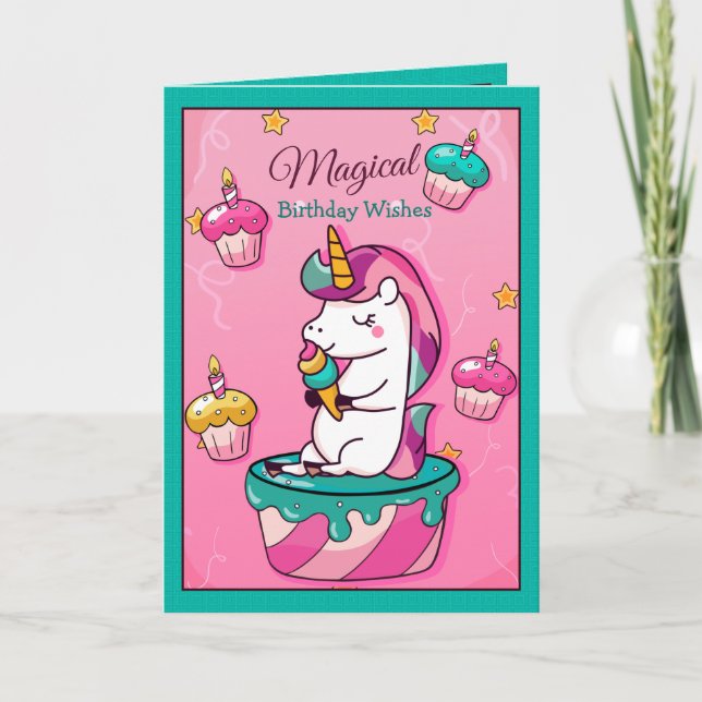 Magical Wish Unicorn | Birthday Card For Girls (Front)