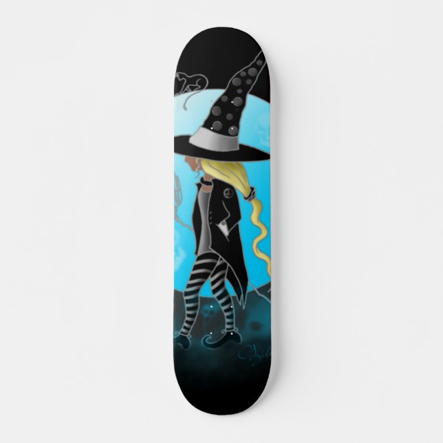 Magical Witch and Cats Skateboard (Front)