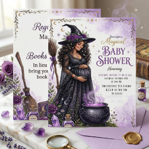 Magical Witch Celestial Baby Shower Purple  Invitation