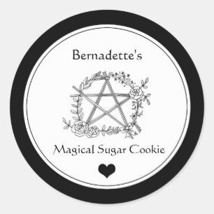 Magical Witch Cute Cunny Whimsical Custom Cookie Classic Round Sticker