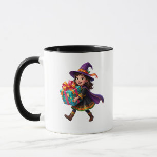 Magical Witch Delivering Gifts Halloween Fantasy Mug