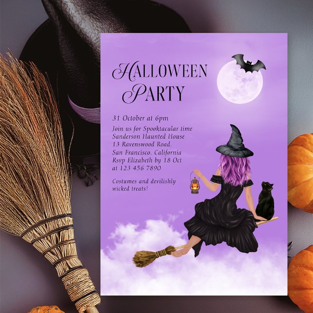 Magical Witch Purple Halloween Party Invitation (Creator Uploaded)