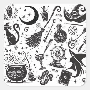 Magical Witch Whimsical Wiccan Pagan Party Square Sticker