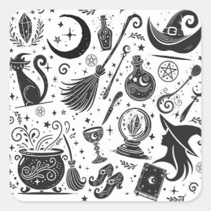 Magical Witch Whimsical Wiccan Pagan Party Square Sticker