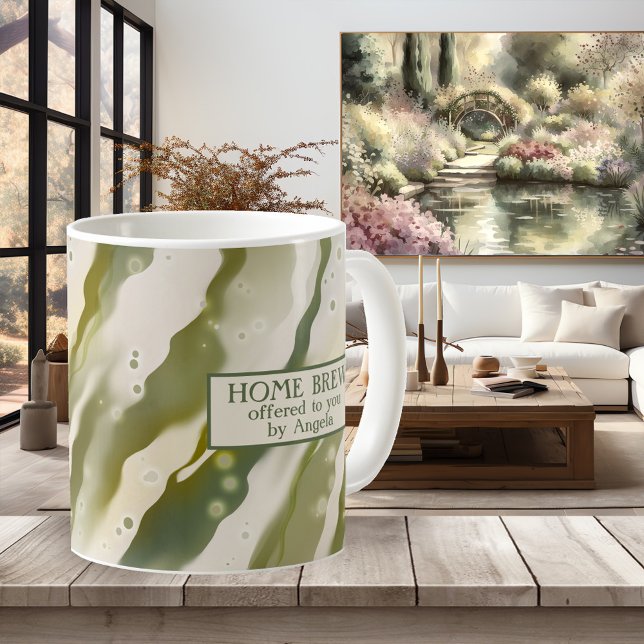 Magical Witches Brew Green Art Mug (Modern green abstract flow artistic design mug inspired by the ocean)