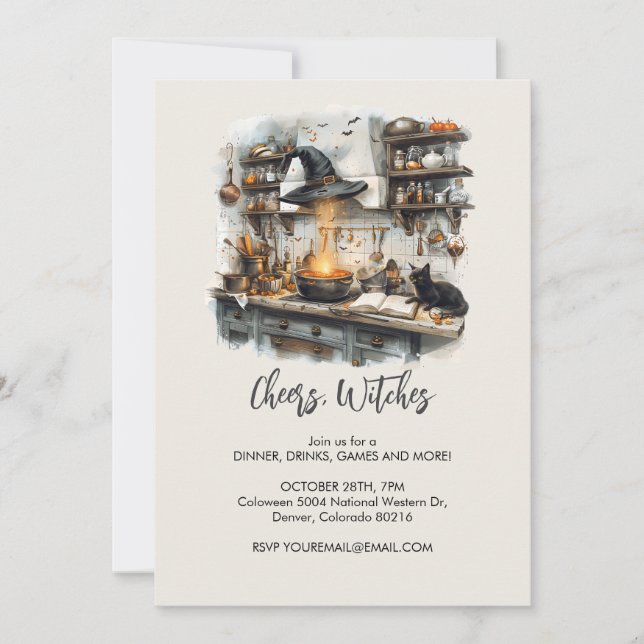 Magical Witch's Kitchen, Halloween Invitation (Front)