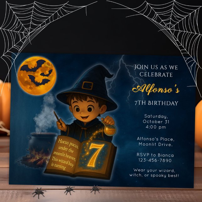 Magical Wizard Boy Birthday Invitation (Creator Uploaded)