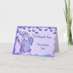 Magical Wizard & Butterflies Thank You Personalise Card