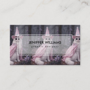 Magical Wizard Cat in Sparkly Pink Cape and Hat    Business Card