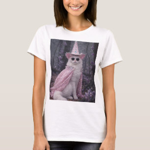 Magical Wizard Cat in Sparkly Pink Cape and Hat T-Shirt