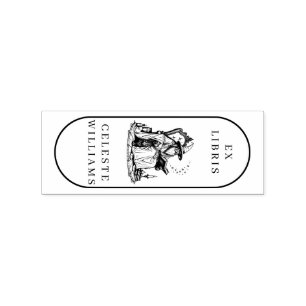 Magical Wizard Ex Libris Library Bookplate Book Rubber Stamp