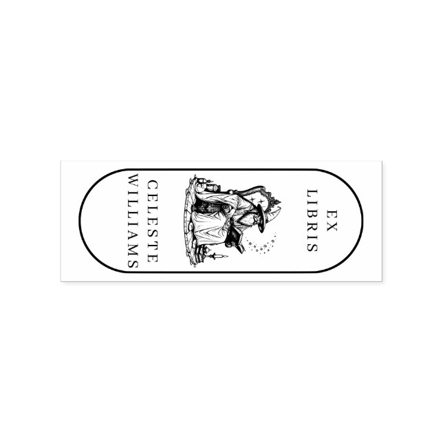 Magical Wizard Ex Libris Library Bookplate Book Rubber Stamp (Imprint)