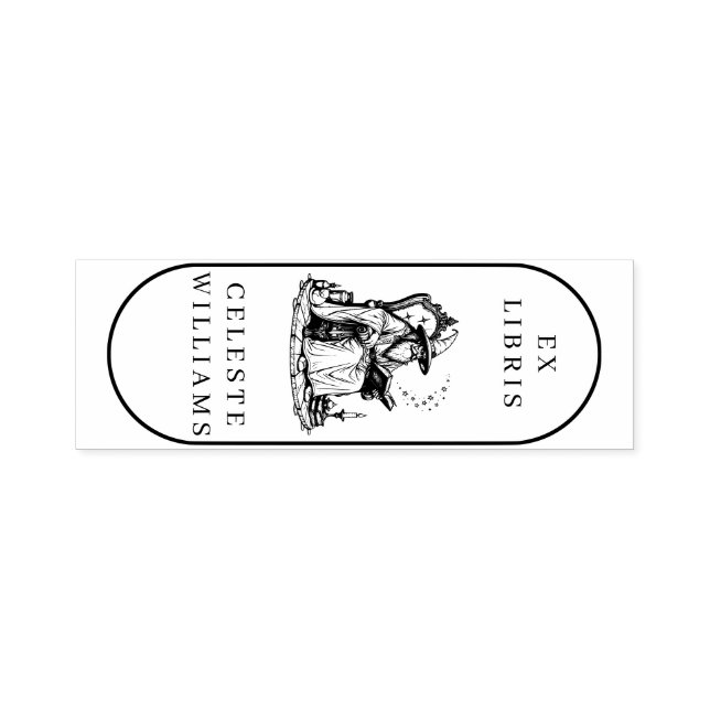Magical Wizard Ex Libris Library Bookplate Book Self-inking Stamp (Design)