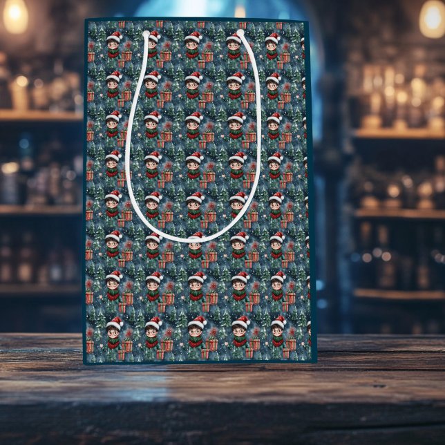 Magical Wizard Holiday  Medium Gift Bag (Christmas Wizard Gift Bag)