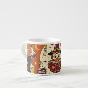 Magical Wizard Owl Banner Espresso Cup