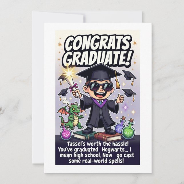 Magical Wizard‑Themed Graduation Design Holiday Card (Front)