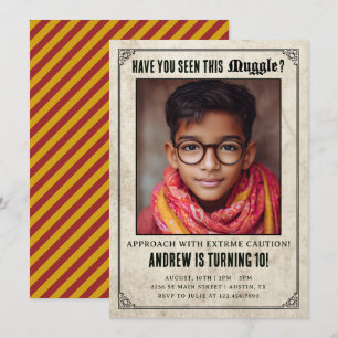 Magical Wizard Wanted Photo Birthday Invitation