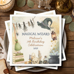 Magical Wizard Witch Kids Birthday Celebration Napkin
