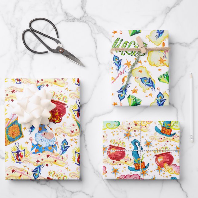 Magical Wizard Wrapping Paper Set of 3 (Front)