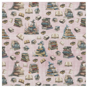 Magical Wizards & Books on Dusty Pink Fabric