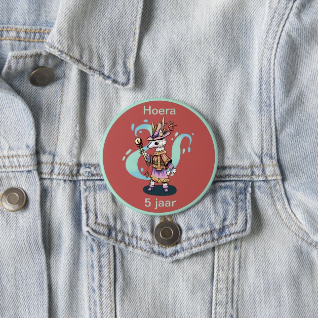 Magical wolf 5 years hurray 7.5 cm round badge (In Situ)