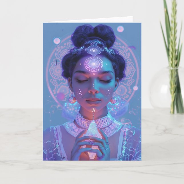 *~* Magical Woman SC4 Esoteric Pink Mandalas Blank Thank You Card (Front)