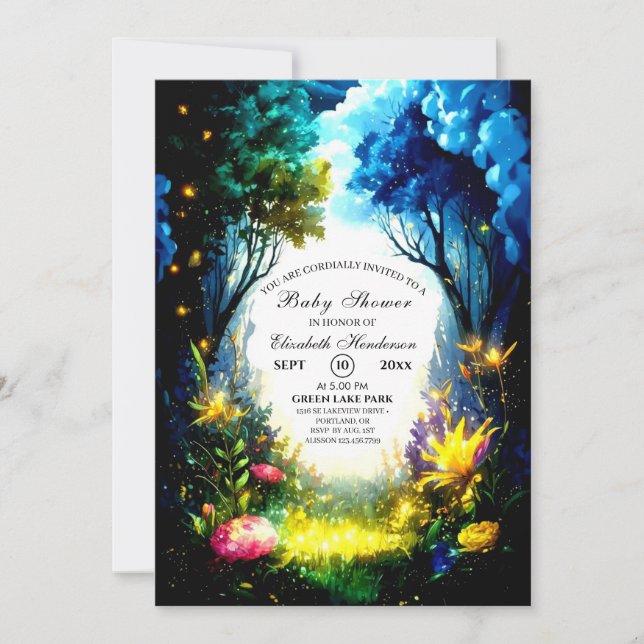Magical Woodland Baby Shower Invitation (Front)