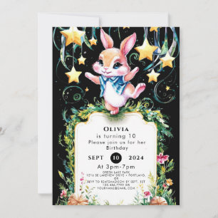 Magical Woodland Bunny Birthday Invitation