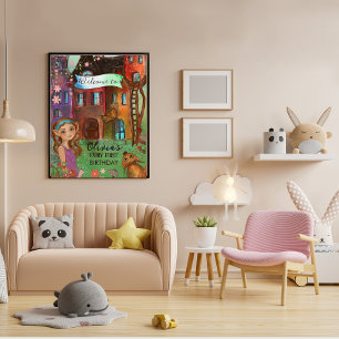 Magical Woodland Fairy 1st Birthday Welcome Poster