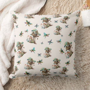 Magical Woodland Fairy Dragonfly Pattern Cushion