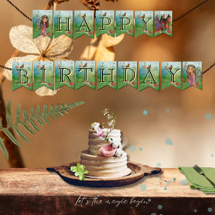 Magical Woodland Fairy First Birthday Bunting Flag