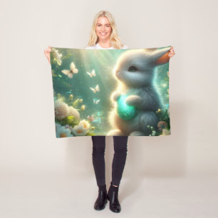 Magical Woodland Forest Bunny Egg Fleece Blanket