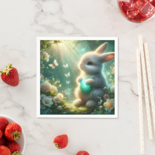 Magical Woodland Forest Bunny Egg Napkin