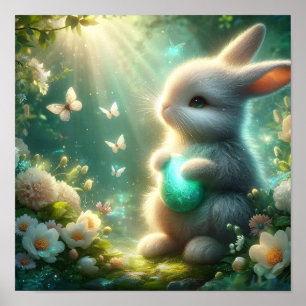 Magical Woodland Forest Bunny Egg Poster