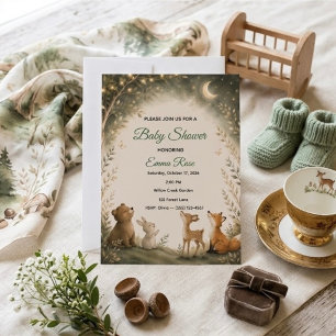 Magical Woodland Night Baby Shower Invitation