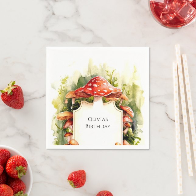 Magical Woods Mushroom Birthday Napkin (Insitu)