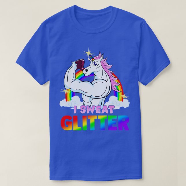 Magical Workout Unicorn I Sweat Glitter Gym Exerci T-Shirt (Design Front)