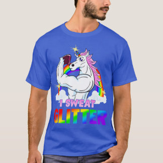 Magical Workout Unicorn I Sweat Glitter Gym Exerci T-Shirt