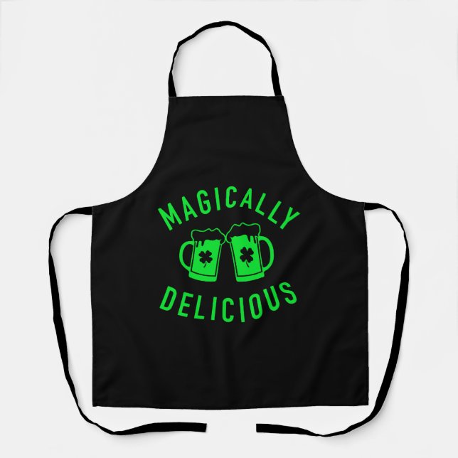 Magically Delicious, St Patrick Day Drinking Beer Apron (Front)