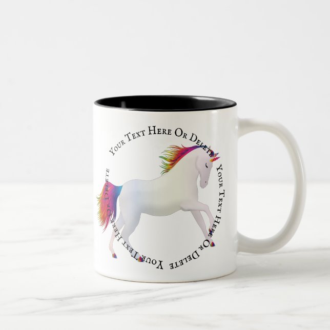 Magically Rainbow Unicorn Personalised template Two-Tone Coffee Mug (Right)