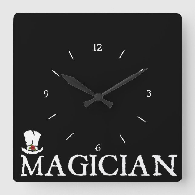 Magician and Hat Square Wall Clock (Front)